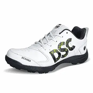DSC Beamer Cricket Shoe for Men & Boys (Light Weight | Economical | Durable | Size UK: 9) Grey-White