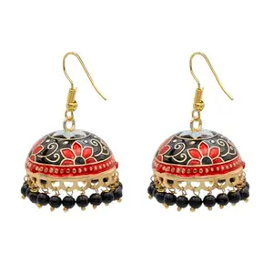 Shining Jewel - By Shivansh Shining Jewel Handcrafted Large Size Gold Plated Design Traditional Ethnic Meenakari Kundan Jhumka Earrings Women SJE_39_L_MC_09