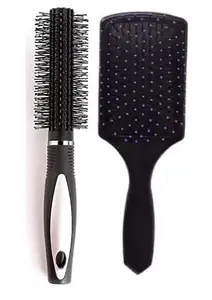 Luv to Lips Hair Stylists Professional Styling Comb Set Great for All Hair Types & Styles Comb set kit for Women Men Kids (10PCS OF 1 SET, BLACK) (Combo of Round & Paddle)