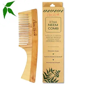 AROMA HANDS ORGANIC PURE NEEM WOOD COMB HERBAL OIL TREATED, FOR HAIR GROWTH, SCULP HEALTH