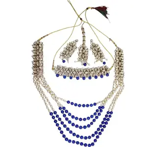 Traditional Blue Kundan Necklace Set for Women