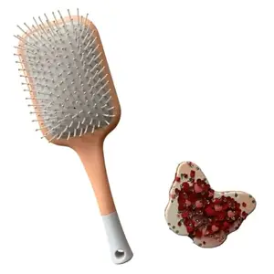Paddle Hairbrush and cute Compact mirror gift combo for makeup and hair styling