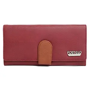 Fostelo Women's Faux Leather Two Fold Wallet (Maroon) (Medium)