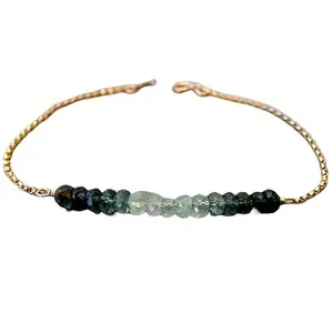 RRJEWELZ Aquamarine Bracelet for Men & Women – 3.5mm Rondelle Faceted Multicolor Beads – 7 inch with Gold Plated Clasp – Healing, Fashion, Gift, Spiritual, Yoga|LCBR_RR_00700