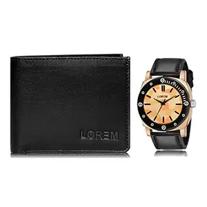 LOREM LOREM Combo of Men Watch & Artificial Leather Wallet-FZ-WL15-LR52