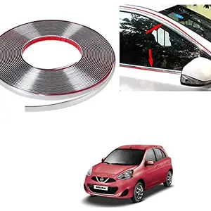 AUTOADDICT Auto Addict Car Side Window Door Beading Roll (10MM,20 Metres,Silver Chrome Strip) for Nissan Micra