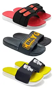 Axter Axter Men's (1701-9243-1702) Multicolor Casual Stylish Slides Slippers 10 UK (Set of 3 Pair)
