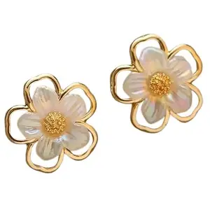 Aarv Collection Korean Statement officewear Party Minimal flower Stud earrings for Women & girls