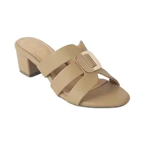 tresmode Tangle Women's Beige Dress Block Heel Sandals in Size 6 UK / 39 EU