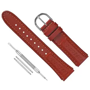 LineOn Leather Watch Strap (Brown) Compatible with Timex Expedition MF13 with Tool and Pins