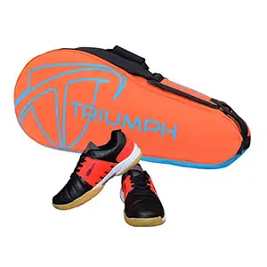 Gowin Badminton Shoe Power Black/Red Size-11 with Triumph Badminton Bag 303 Orange/Sky