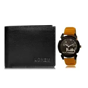 LOREM Combo of Black Color Artificial Leather Wallet &Watch (Fz-Wl15-Lr32)