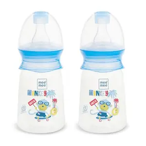 Mee Mee Baby Feeding Bottle 130ml|PK 2 |BPA-Free Baby Milk Bottle with Eazy Flo Technology, Anti-Colic Valve, Non Toxic and Ergonomic Design for New Born/Infants/Toddler Upto 3 Years (Blue)