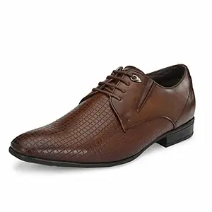 HITZ Men's Brown Synthetic Lace-up Formal Shoes - 7