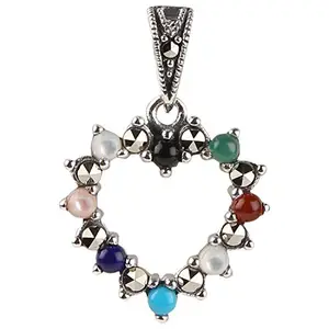 Ananth Jewels Somma 925 Silver Made with Swarovski Marcasite Heart Pendant for Women