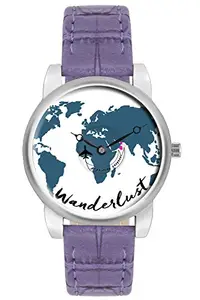 BIGOWL Travel Watch Airplane Wanderlust World Map Design Leather Strap Casual Wrist Watch for Women - Gifts for Travellers - Moving Airplane Hands
