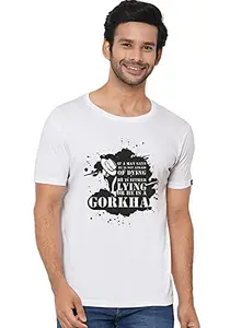 Wear Your Opinion Men's Cotton Half Sleeve Graphic Printed T-Shirt(Design: Gorkha, X-Large, White)
