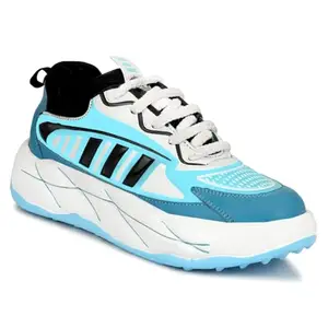 Retro Athletic Running Shoes, Blue and White, Mesh Upper with Chunky Sole, Lace-up Sports Trainers At-2023-blue-7
