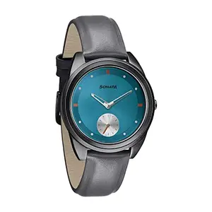 Sonata Women of Steel Blue Dial Leather Strap Analog Watch for Women-8182NL02