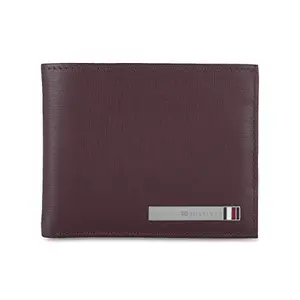 Tommy Hilfiger Congo Leather Passcase Wallet for Men - Burgundy, 14 Card Slots