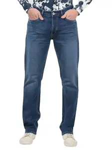 Numero Uno Mens Dark Blue Regular Fit Mid Rise Sustainable Jeans