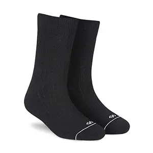 DYNAMOCKS Men's and Women's Combed Cotton Crew Length Socks (Pack of 1, Multicolour) (Size UK 7-12) (Solid Crew - Black)