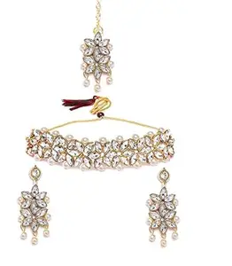 White Moti Choker Necklace for Women, Elegant Jewelry with Intricate Design and Classic Charm