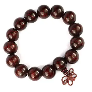 Reiki Crystal Products Natural Wooden Bracelet Round Bead 12 mm Bracelet for Reiki Healing and Crystal Healing Stone (Color : Red)
