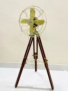 Tenable nautical mart Handmade Antique Floor Fan, Royal Navy Fan With Brown Wooden Tripod Stand price in India.