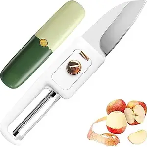 VIDISA Stainless Steel 2 in 1 Knife with Peeler, Fruit Cutting Knife & Peeler | 17.5 x 3.5 CM | Multi-Color