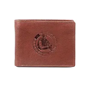 Savage Hide Tom Orange Leather Men's Aquarius Zodiac Sign Embossed Wallet 0253