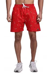 Boltwear Men Printed Shorts (X-Large, Red)