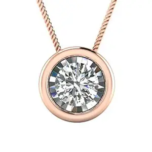 Peora Rose Gold Plated Stunning CZ Solitaire 16" Necklace for Women Girls with Extender