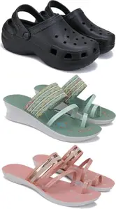 BERSACHE Extra Soft Classic Casual Slippers for Women with Regular wear | Ultra Soft & Flexibility Technology | Combo(P)-7068-1948-1944 Multicolor