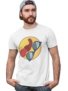 Danya Creation Tongue Twister Emoji T-Shirt (White) - Clothes for Emoji Lovers - Suitable for Fun Events - Foremost Gifting Material for Your Friends and Close Ones