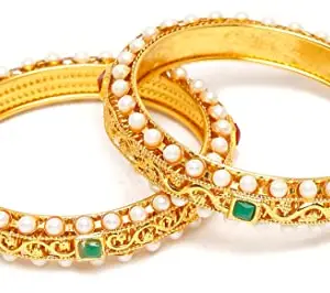 Shining Diva Fashion Latest Gold Plated Set of 2 Stylish Traditional Bangle for Women (13857b_2.4)