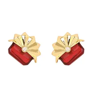 Shaze Gold Rhodium-Plated Cubic Zirconia Rasberry Light Drop Earrings For Women