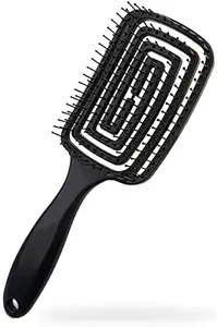 BIZWIZ store Hair Brush, Curved Vented Brush Faster Blow Drying, Professional Curved Vent Styling Hair Brushes for Women, Men, Paddle Detangling Brush for Wet Dry Curly Thick Straight Hair (black)