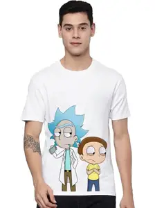 Darkbuck® Anime T Shirt for Men and Women Regular Fit Rick and Morty Unisex Pure Cotton T-Shirt (S) Black