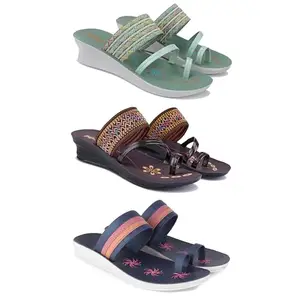 Women's Comfortable Sandal,Casual Lightweight Sandal for Everyday Wear for women's(GR-(COMBO-3)-1948-1951-1991-6)