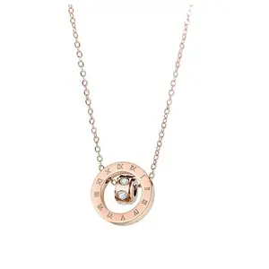 MYKI Lovely Roman Interlock Pendant For Women & Girls (Rose Gold)