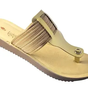 LAKEWALK Attractive Fancy and Comfortable Sandal For Women (GOLD, 7)