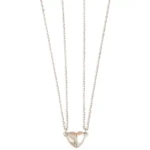 Vembley Unisex Adult Couple Heart Cuff Love Two Hearts Couple Pendant Locket Chain 2 Pieces