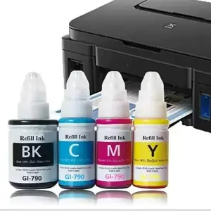 Wiofy Ink Refill for Canon GI 790 G1000,G1010,G1100,G2000,G2002,G2010,G2012,G2100,G300 Black + Tri Color Combo Pack Ink Bottle