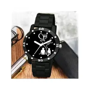 Stylish Watch AV Bethu Couple New Black Pu Men Watch|Style -624| for Casual wear and Daily wear