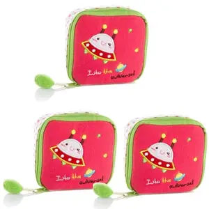 Newvent® Cartoon Sanitary Napkin Towel Pads Key Small Zip Bag Purse Holder Organizer Kids (Pack of 3)