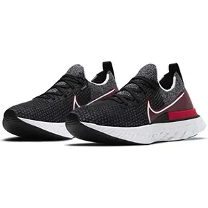 Nike Men's React Infinity Run FK Black/White-University RED Shoe-5.5 Kids UK (CD4371-014)