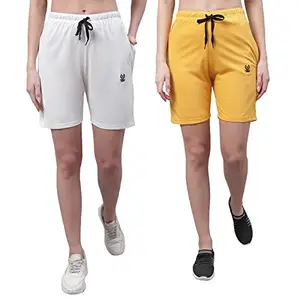 VIMAL JONNEY Regular fit Cotton Shorts for Women (Pack of 2)-D11_OLV_D.Gry_002-L