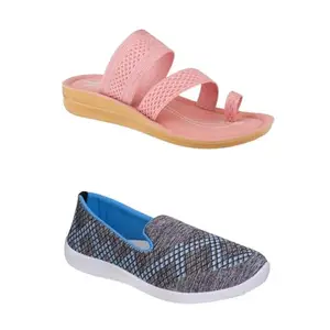 ZENWEAR Extra Soft Classic Casual wear with Flexibility Technology Flip-Flop Combo for Women's/Girl's(6142+1544)(5) Multicolor