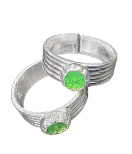 German Silver Toe Rings Set ofGreen Rose 5 spiral Traditional Design with, Adjustable Size, Pack of -2
